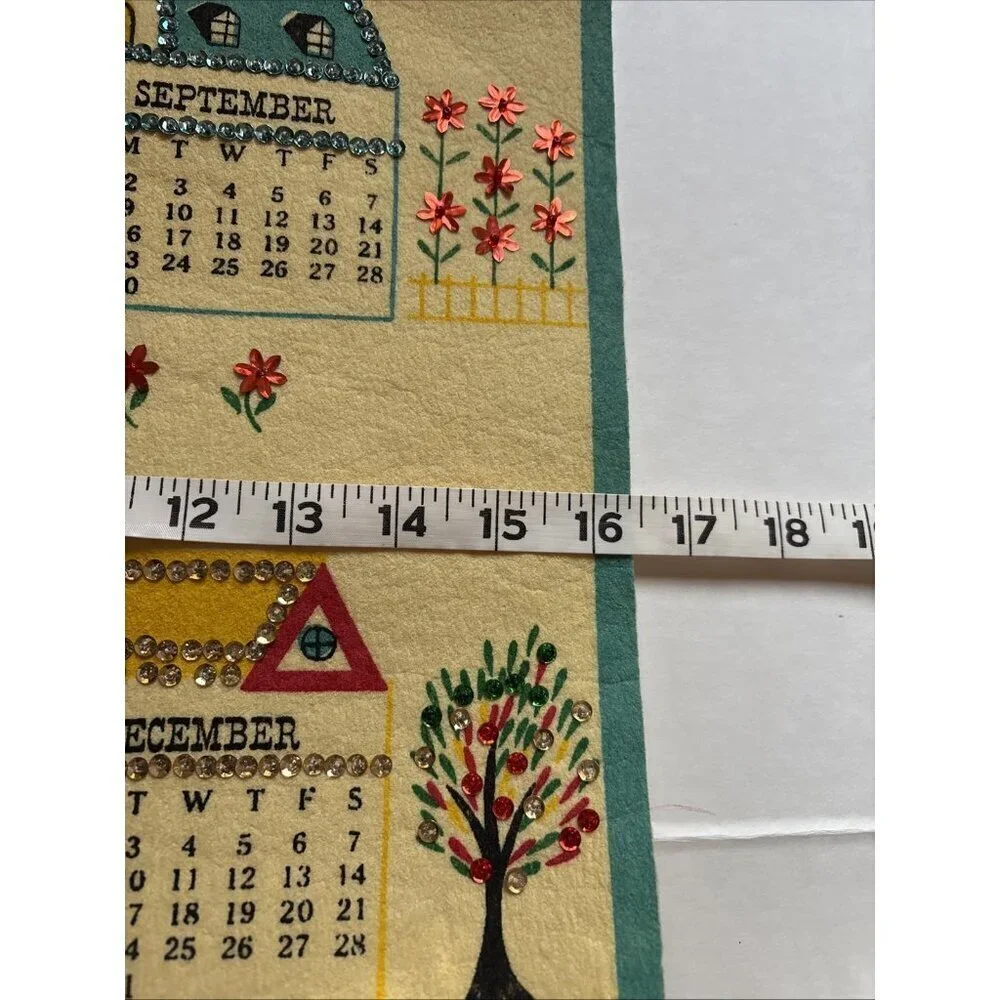 Vintage 1968 Sequin Calendar Four Seasons Excellent Condition